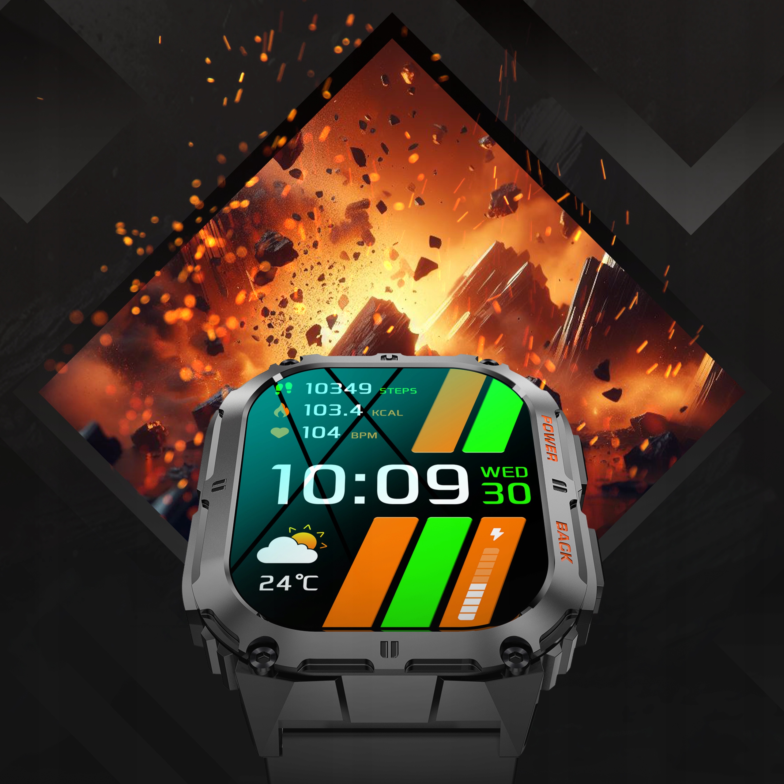 SMARTWATCH ZEGAREK MĘSKI MENU PL SPORT PULS ROZMOWY SMART WATCH WODOODPORNY Model inny