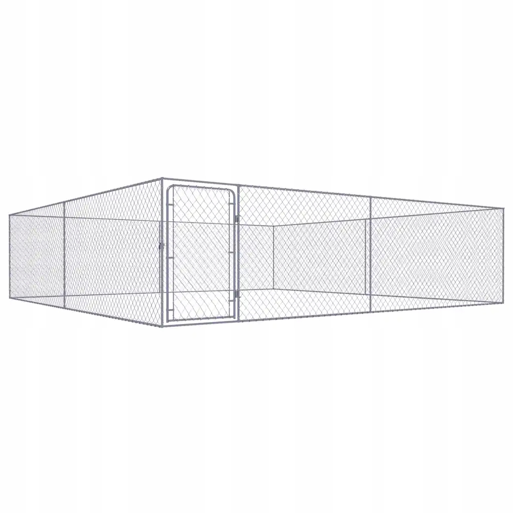 Levně Kotec pro psy se síťkou a dveřmi, ocel, 4x4x1 m, stříbrná