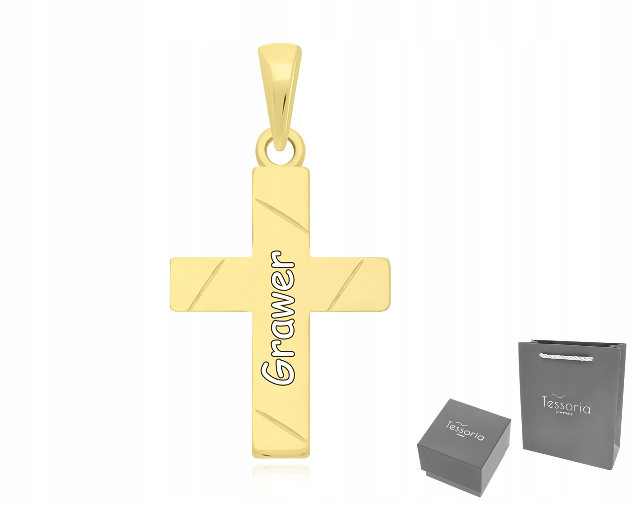 Zlatý křížek 585 pro dítě na přijímání s gravírováním Přívěsek na Řetízek