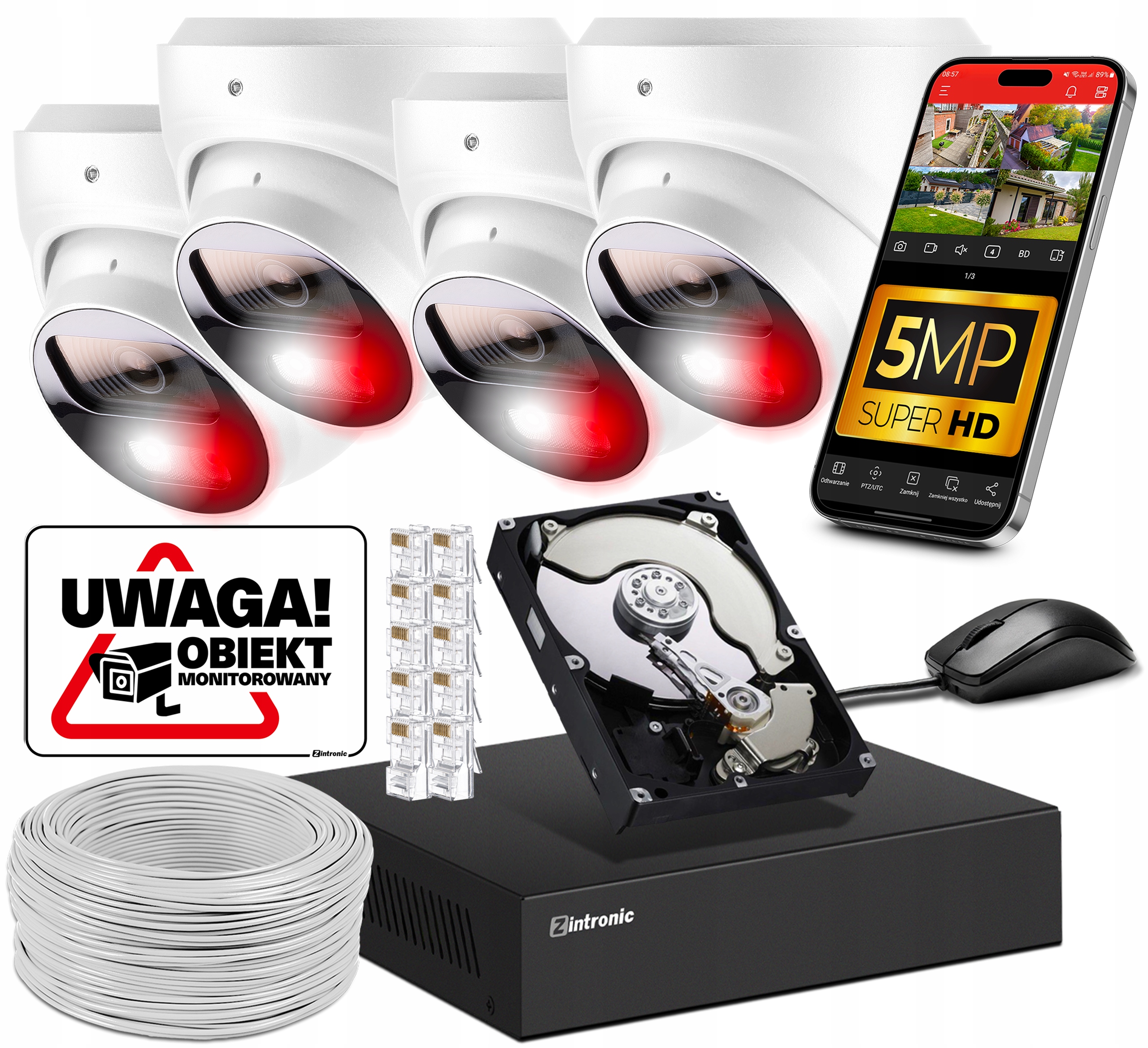 Sada pro monitorování Poe 5MPx 4 kamery| Audio Dual Light Detekce 1TB