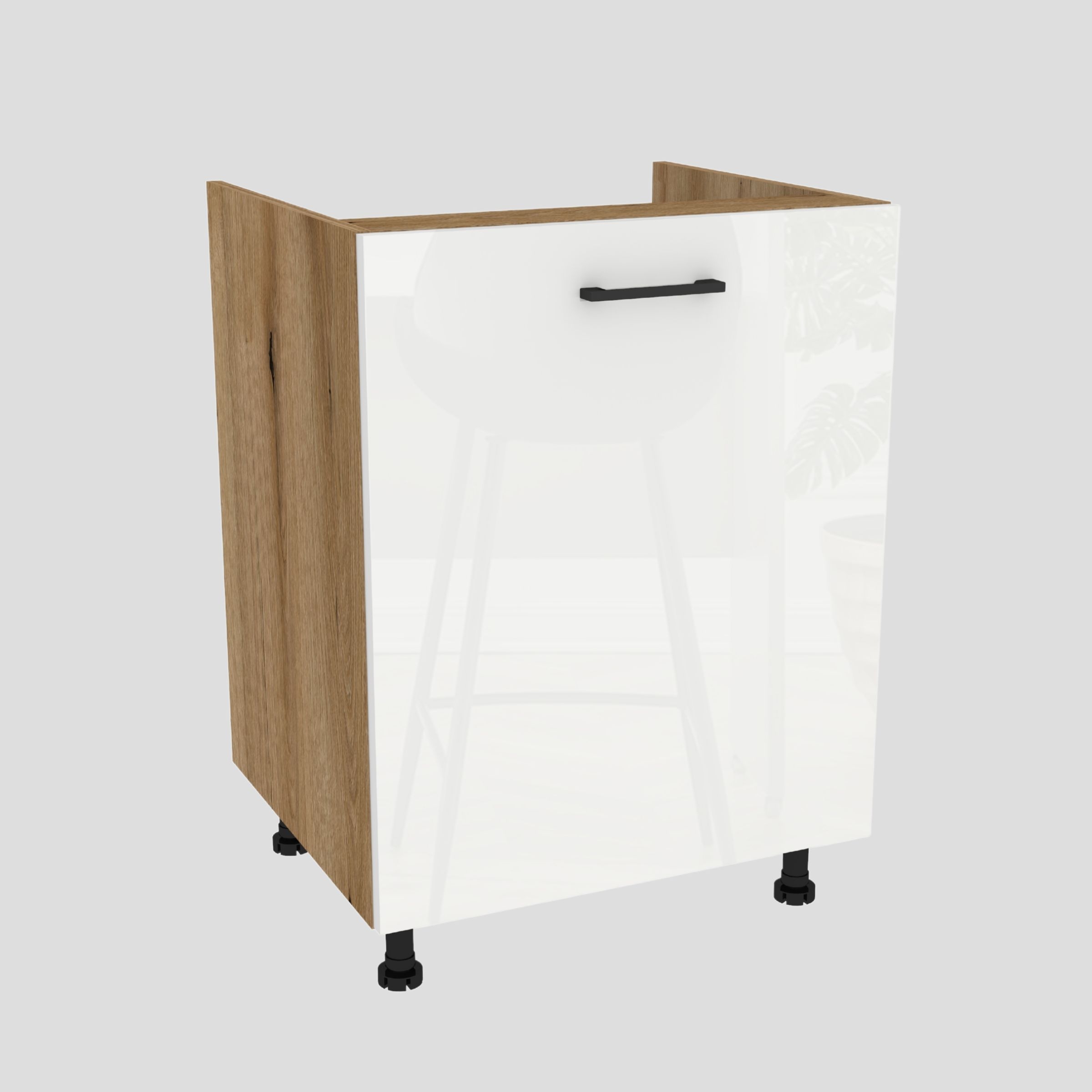 Spodná kuchynská skrinka pod umývadlo 60 Capri Dub Evoke front Biely Akryl Lesk