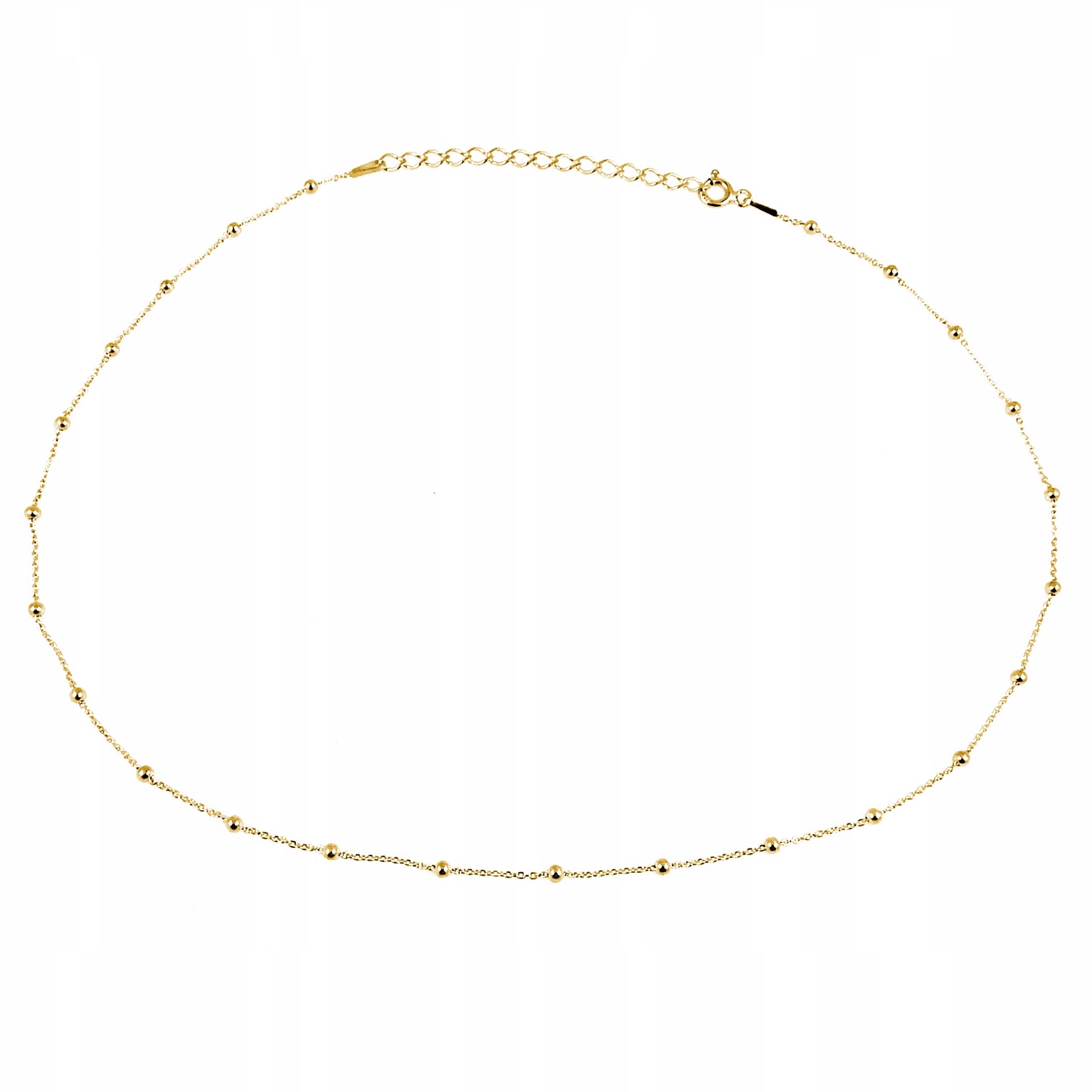 Pozłacany Srebrny Naszyjnik Choker 40CM Gładkie Kulki Kuleczki Balls Srebro