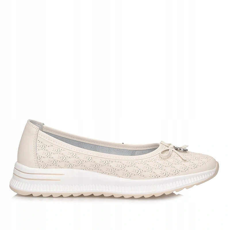 Dámské polobotky Filippo DP6718/26 Be béžové, kožené nazouvací balerínky