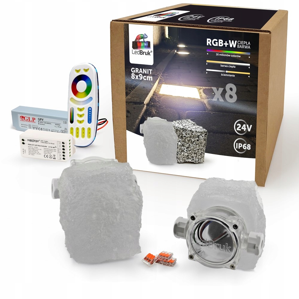 8x Kostka Brukowa LED LedBruk 24V Granit RGBW BC