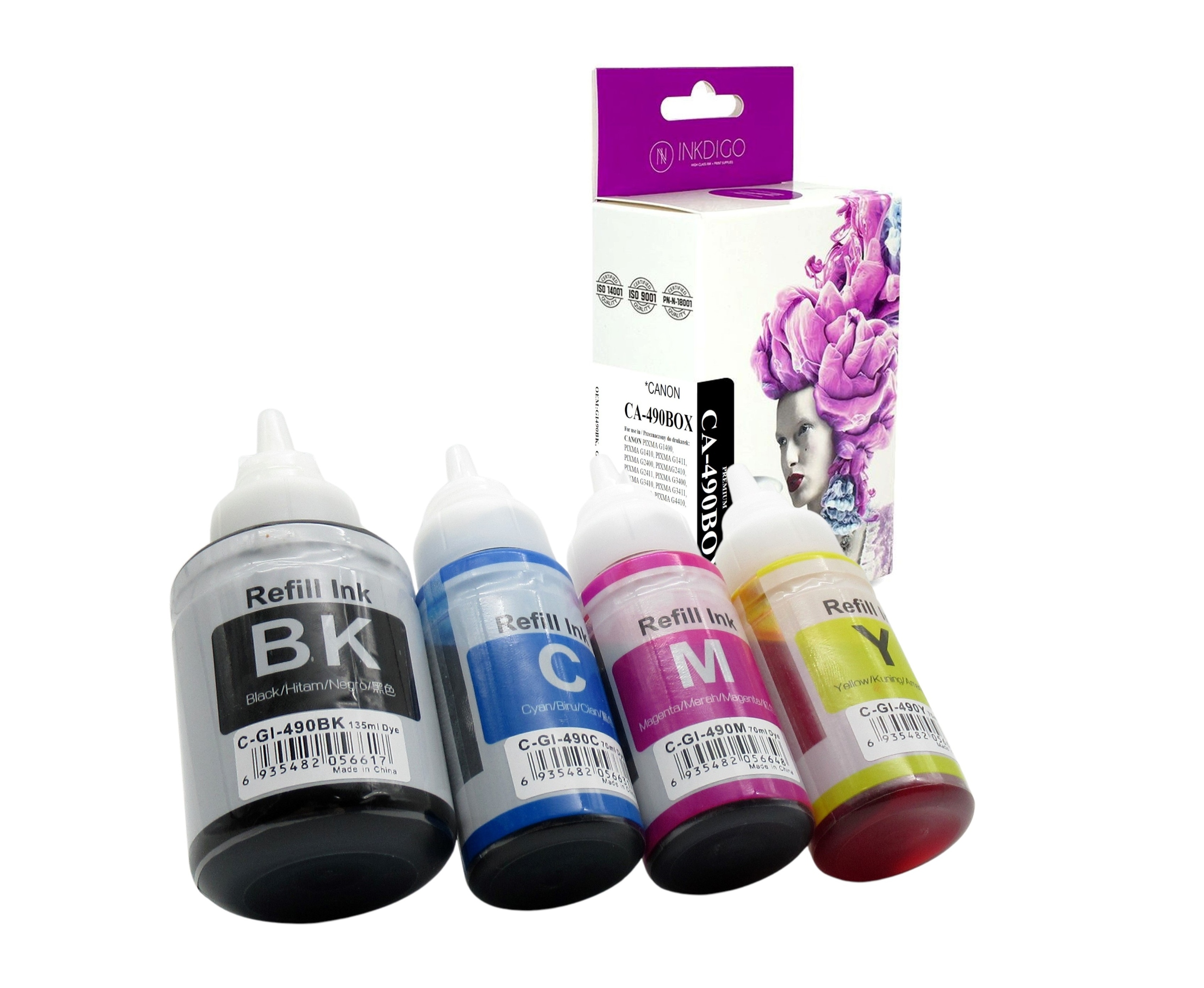 

4x Tusz Do Canon Pixma G3411 G3300 GI-490XL