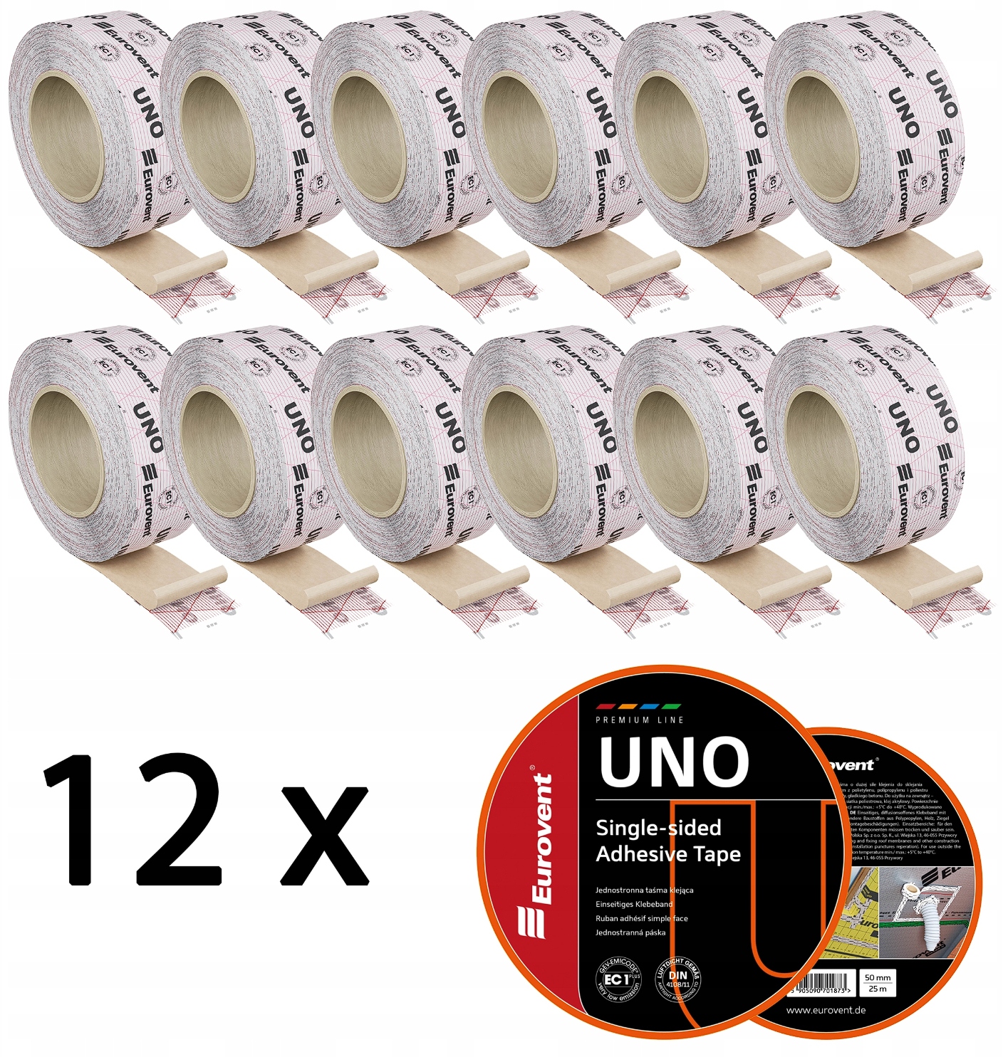 12x Páska na spájanie membrán a parotesnej fólie 50 mm X 25 m Eurovent Uno