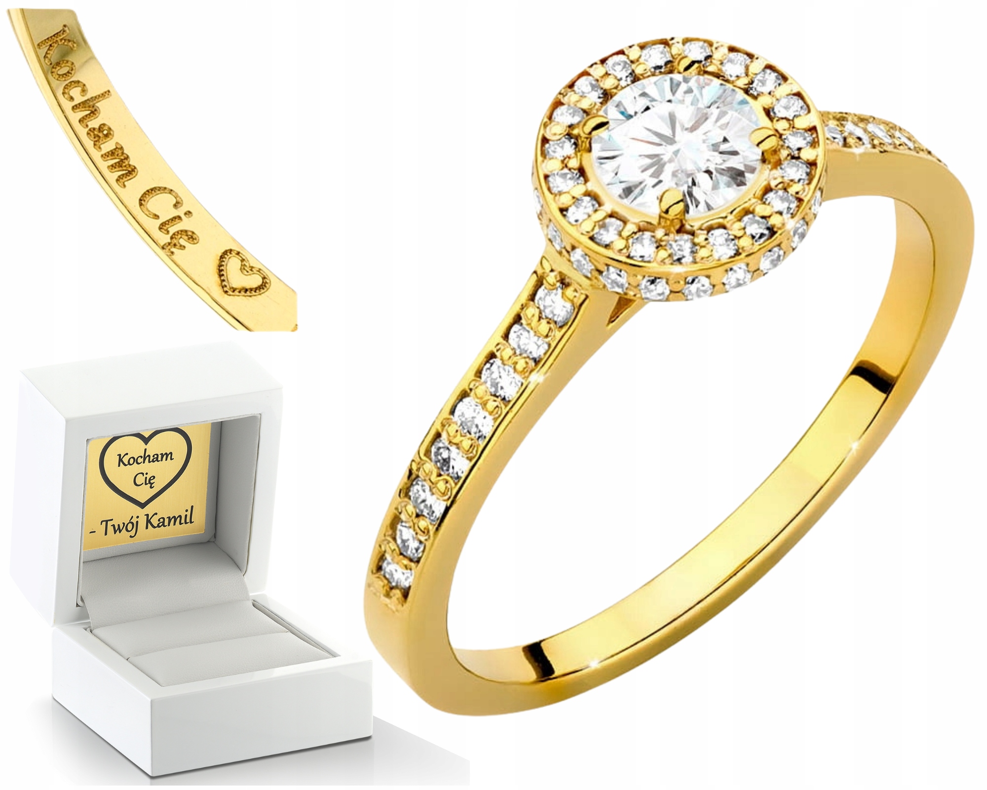 Zlatý Prstýnek S Diamantovými Syntetickými Diamanty, Diamant Bez Konfliktu, Velikost 585