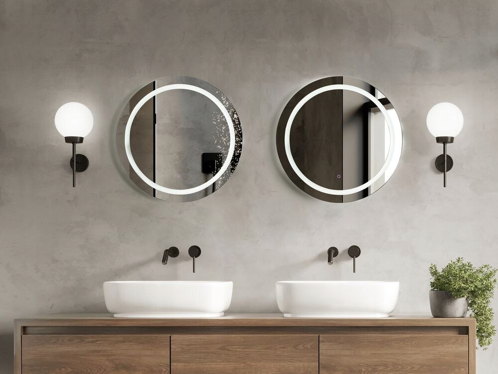 Okrągłe lustro ścienne LED ø 79 cm srebrne COURSEULLES Marka Beliani