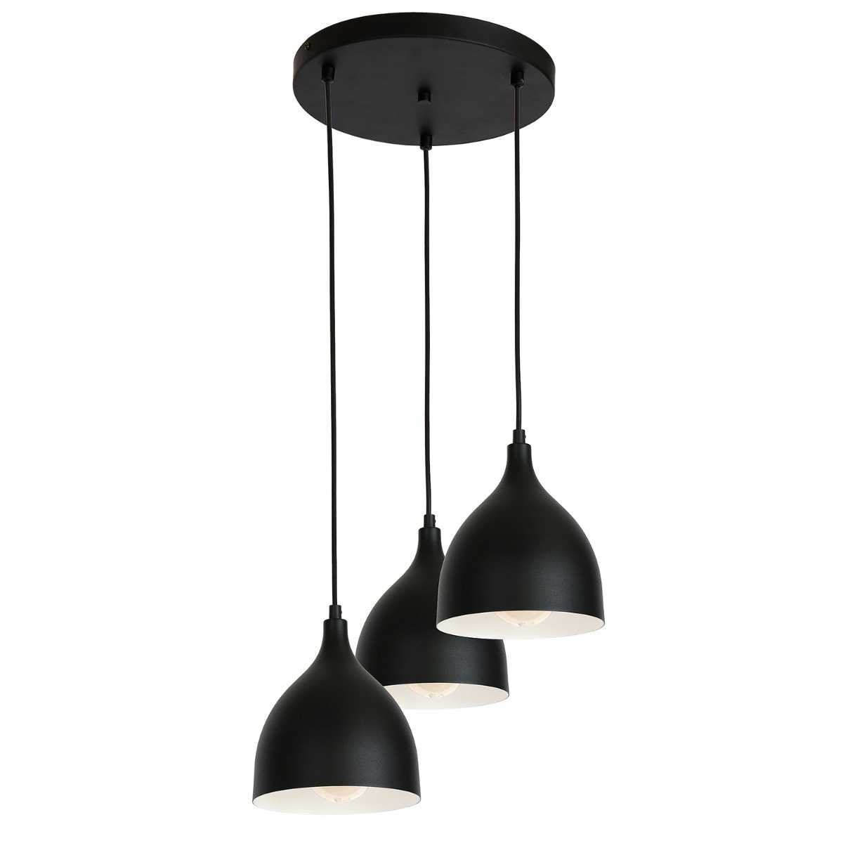 Závěsná lampa trojitá černá kulatá do obývacího pokoje nad stůl a ostrov Luminex