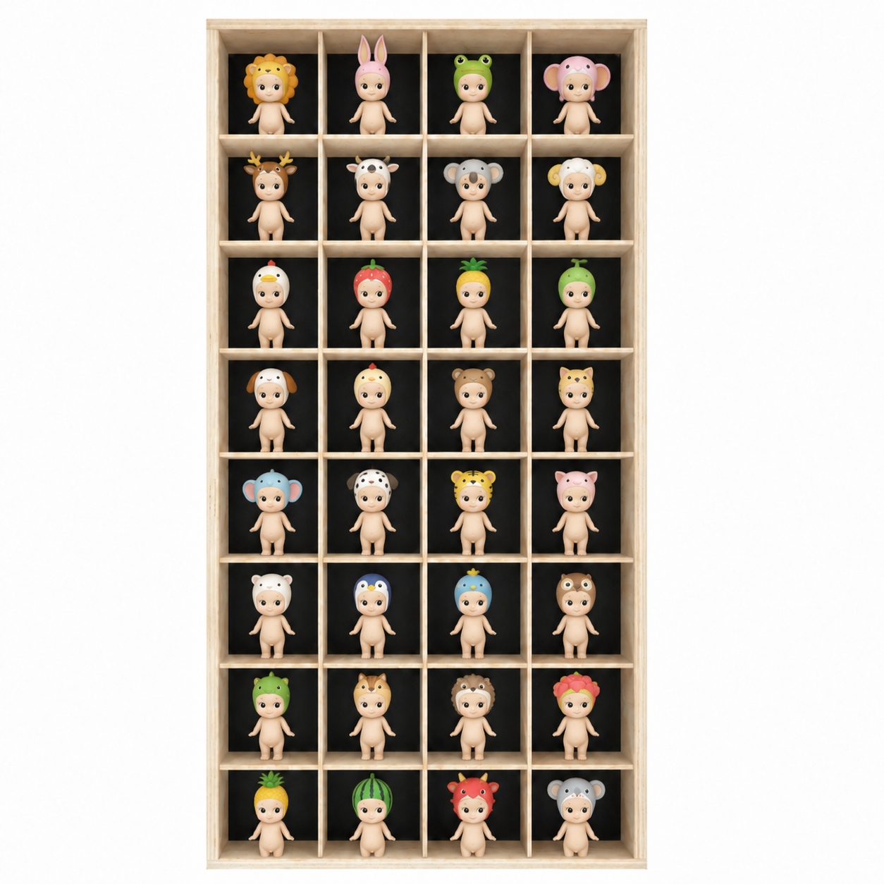 Czarna Półka na Figurki 32 Przegródki 9x9 cm Organizer