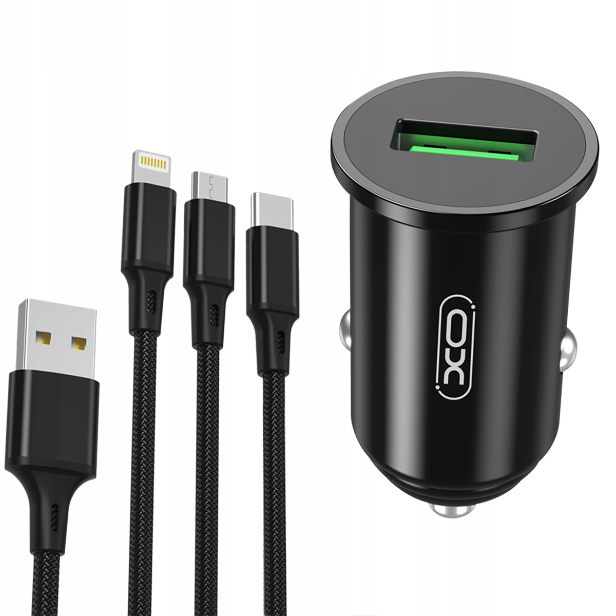 

Szybka Ładowarka Samochodowa Qc 3.0 Kabel 3w1