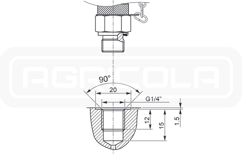 Przyłącze serwisowe manometru pomiarowe 1/4" Numer katalogowy części 1.52.00.801.2.1614