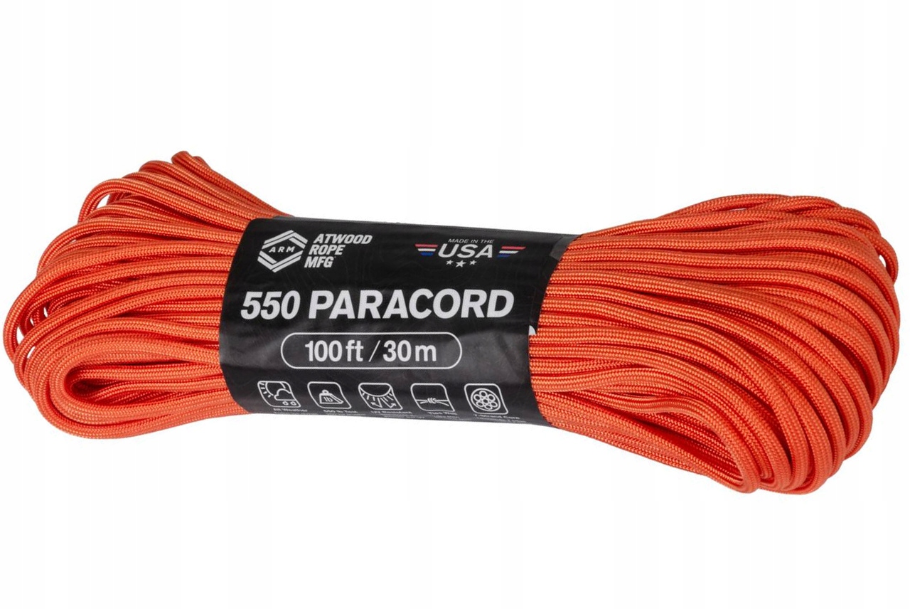 

Linka Atwood Rope MFG550 Paracord 30M Pomarańcz