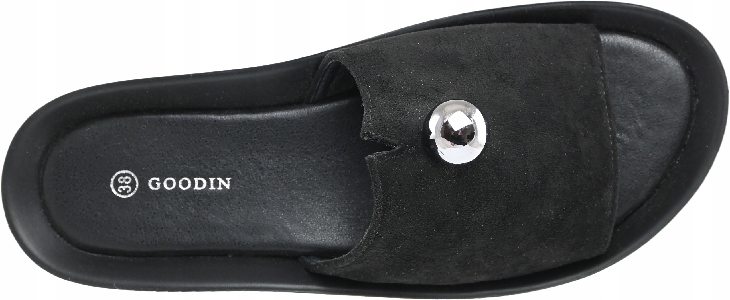 Klapki na platformie Goodin XR 311 czarny zamsz 36 Rozmiar 36