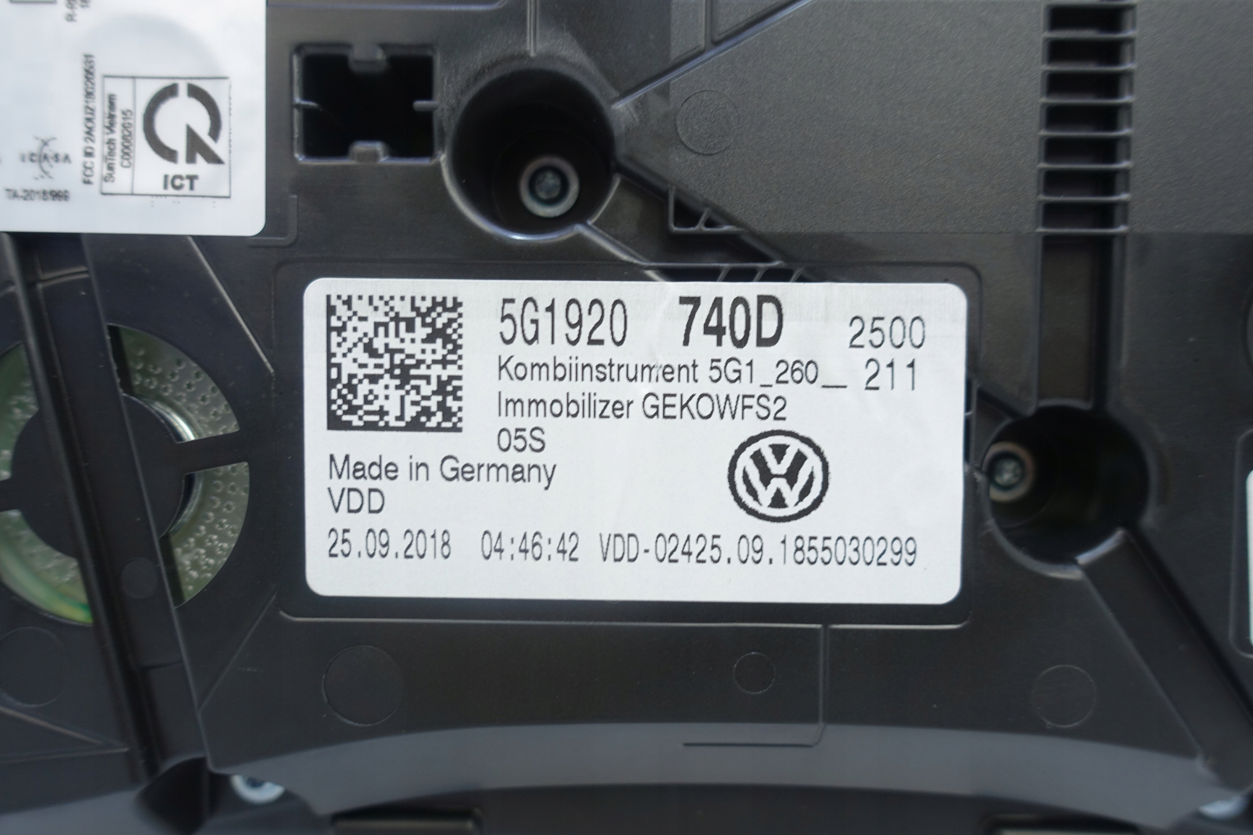 dials dials VW GOLF VII 7 5G 25006KM 5G1920740D