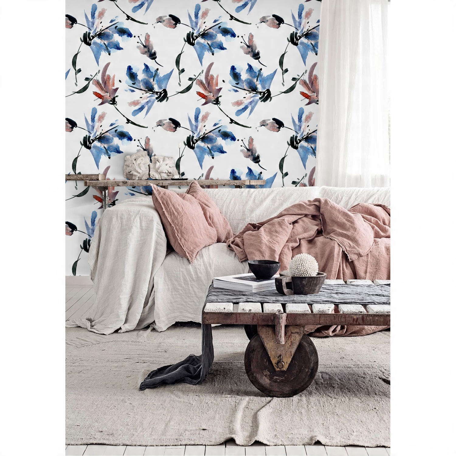 

Fototapeta Akwarelowe niebieskie kwiaty 290x290 cm