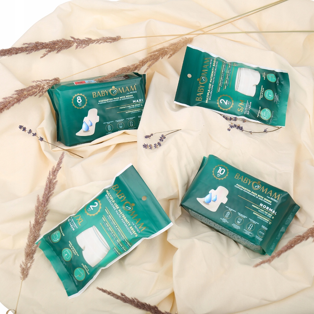 BABYMAM WIELORAZOWE MAJTKI POPORODOWE S/M 2szt SIATECZKOWE Rozmiar S/M