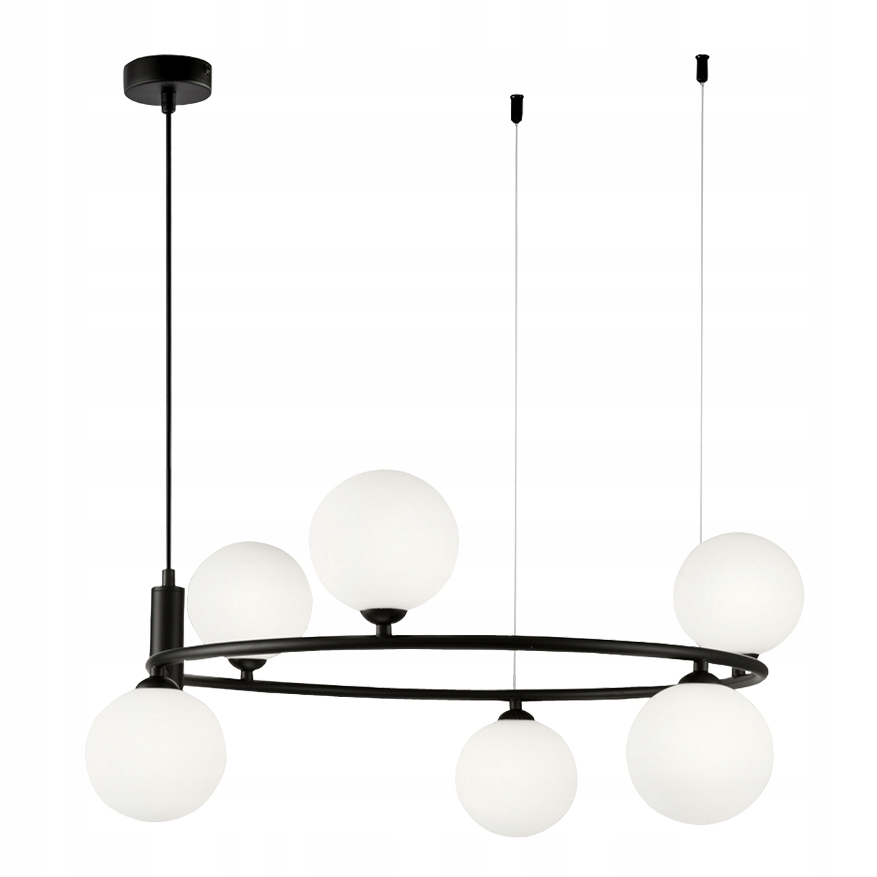 Lampa Wisząca Sufitowa Żyrandol Kule czarna Nowoczesna Led mleczna