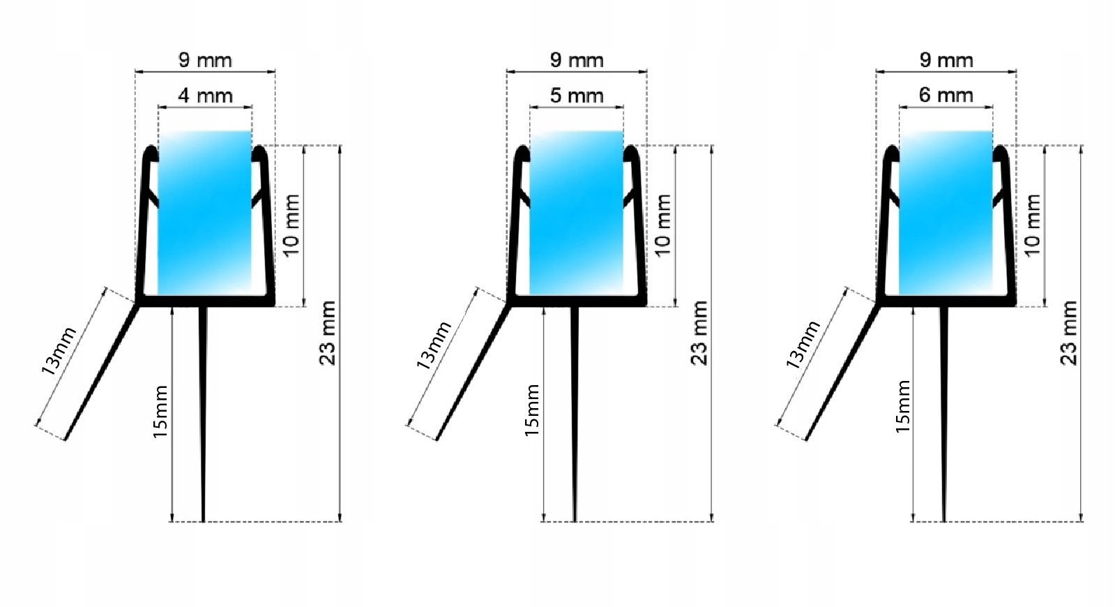 Uszczelka piórowa do kabiny 100cm 4 5 6 mm US-03 Marka Aquaparts