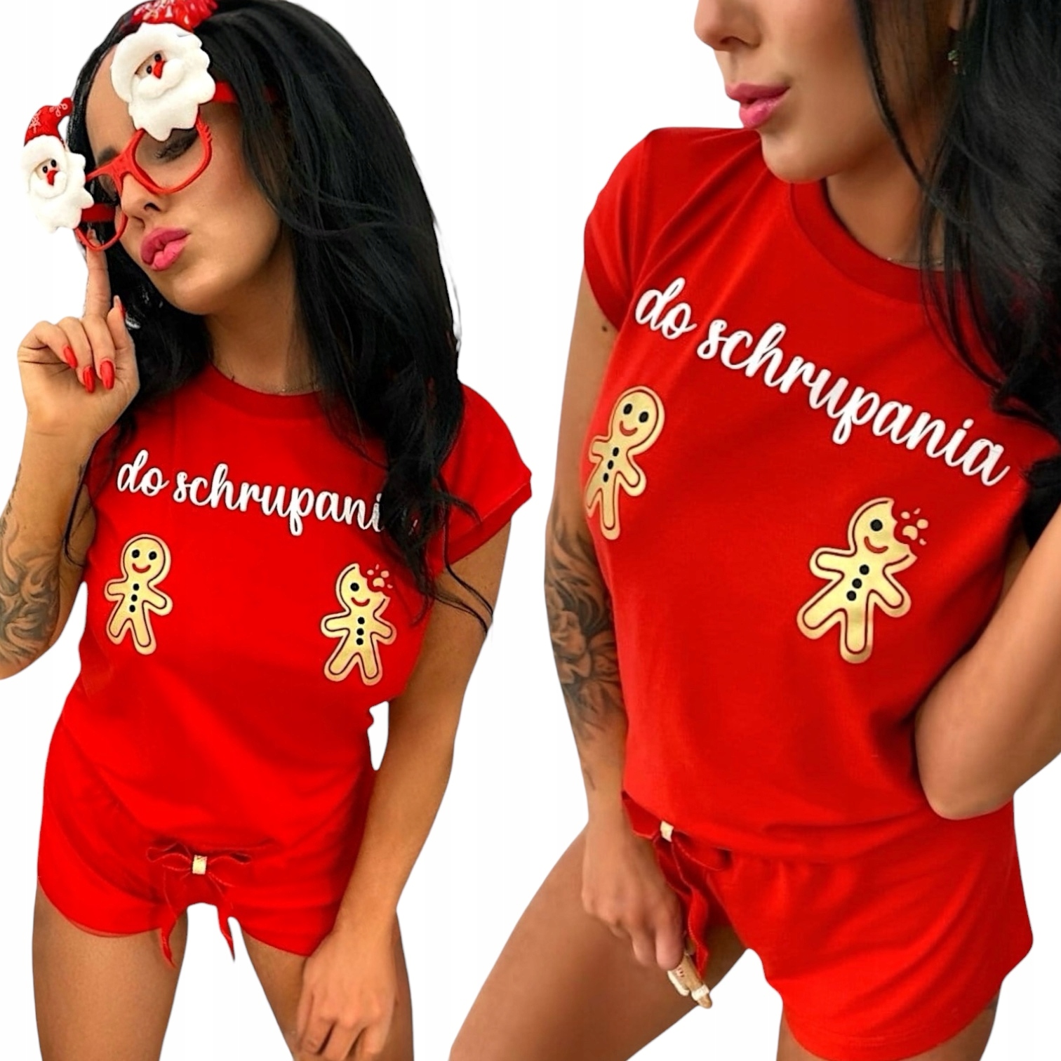 Dámské vánoční pyžamo Mikulášské pyžamo jako Dárek k Vánocům, vtipné pyžamo L 40