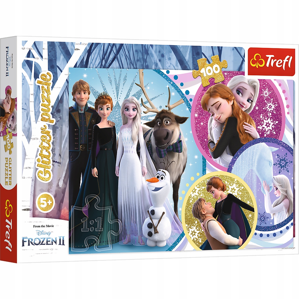 

Puzzle 100 brokatowe W blasku miłości Kraina lodu