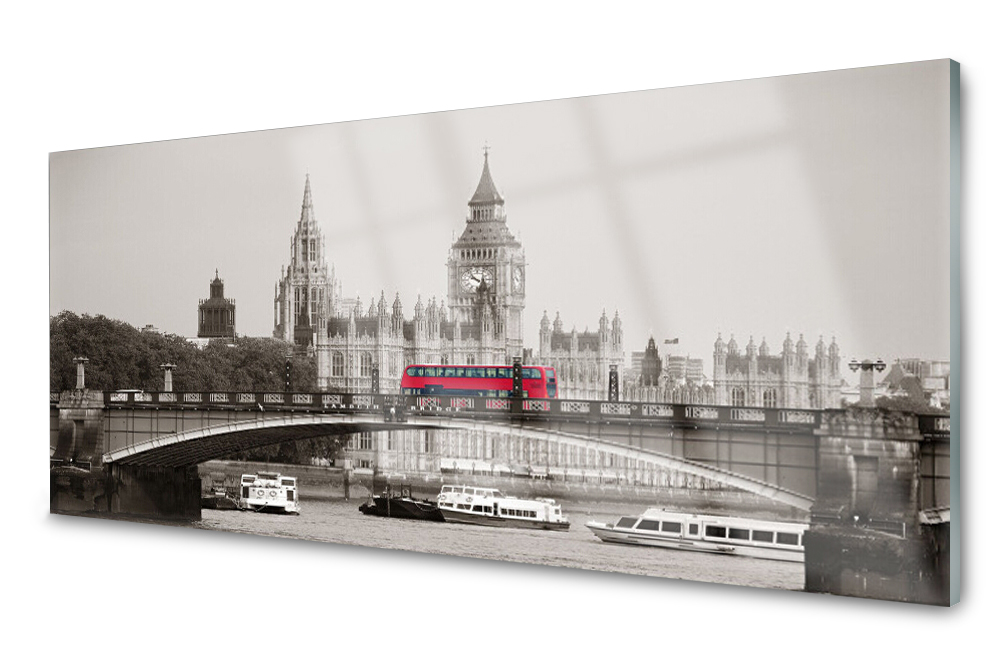 

Panel szklany do kuchni Most Londyn Big Ben 125x50