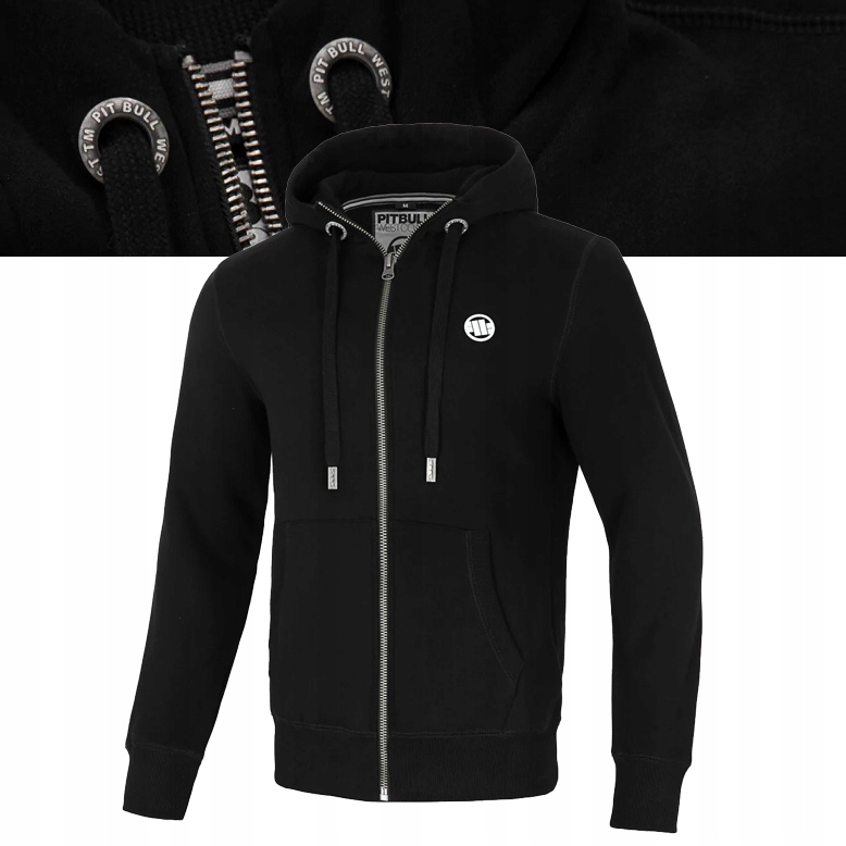 Męska Bluza rozpinana z kapturem Pitbull Small Logo Metalowy Zamek Basic