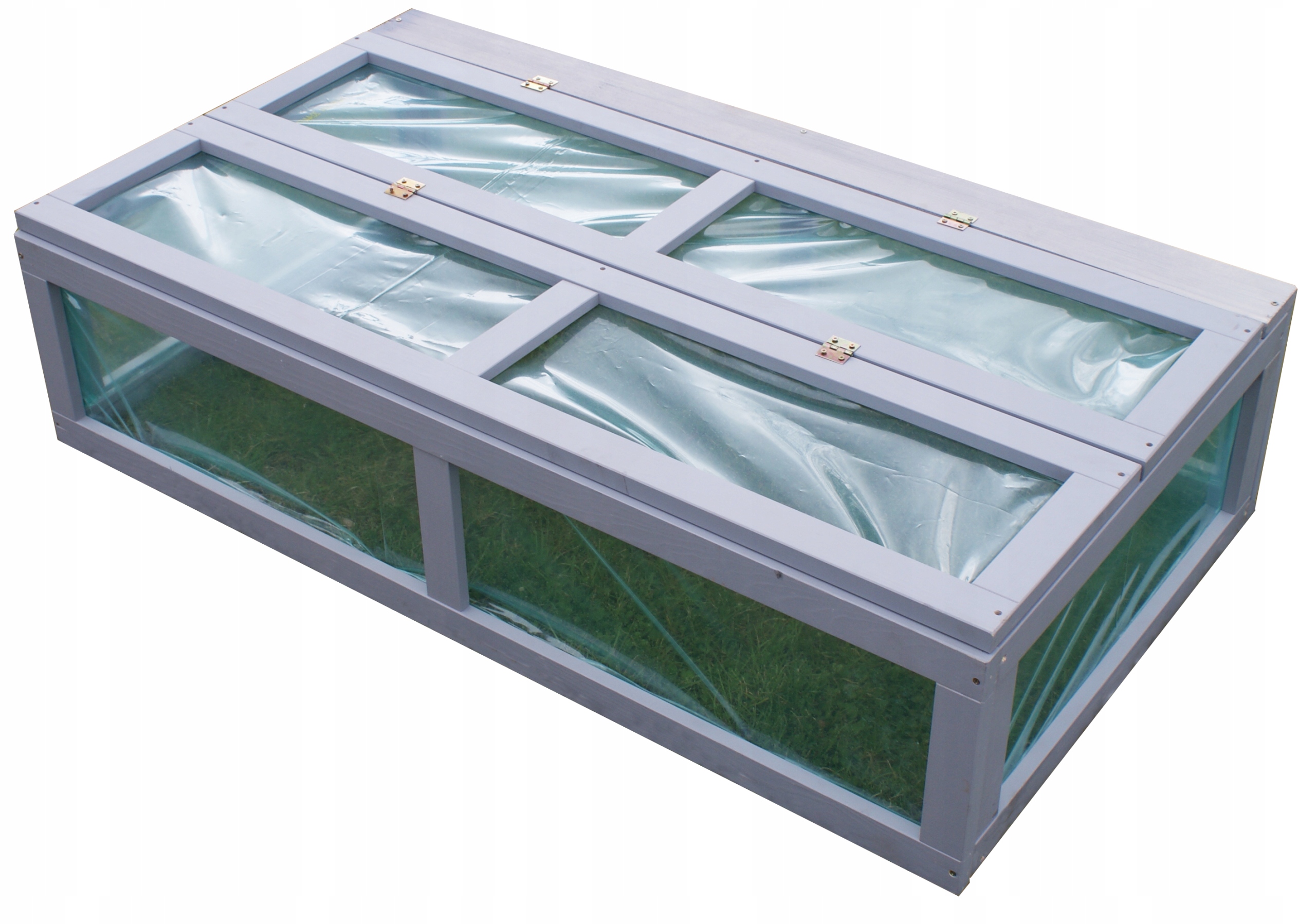 Mini zahradní skleník ze dřeva s nástavcem na zeleninové záhony pařeniště