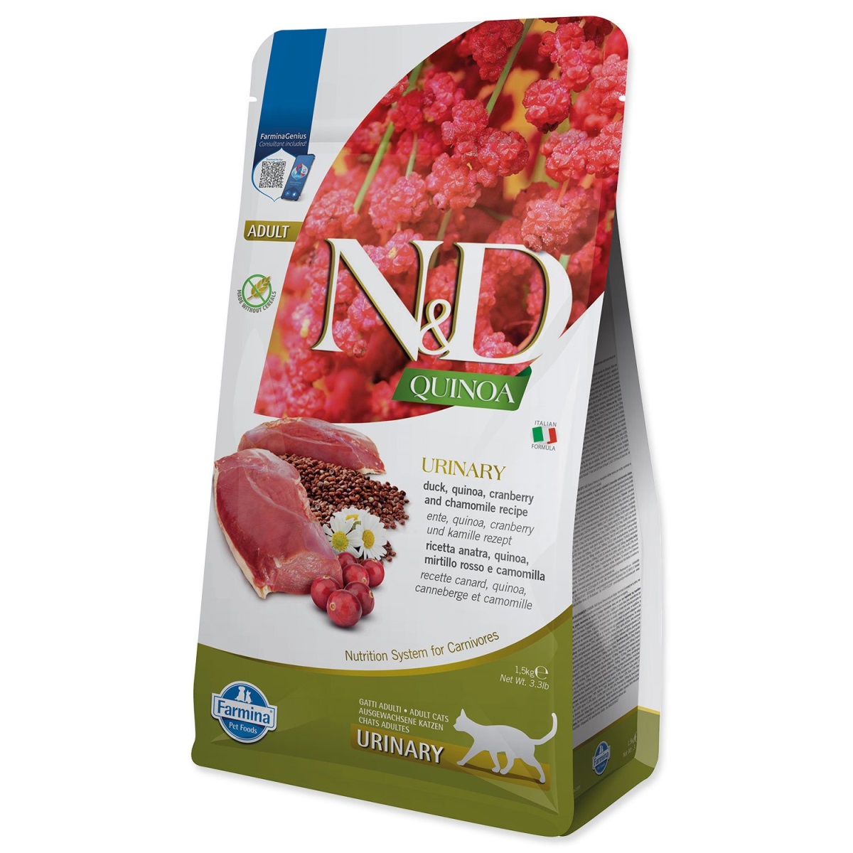 Levně Krmivo N&d Cat Quinoa Urinary Duck 1,5kg
