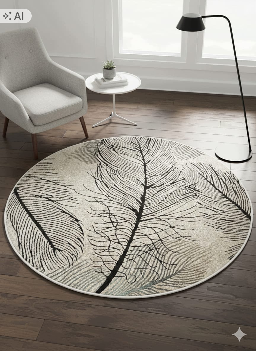 Koberec kulatý do obývacího pokoje 160 cm, vícebarevný, měkké štětiny, plyšový