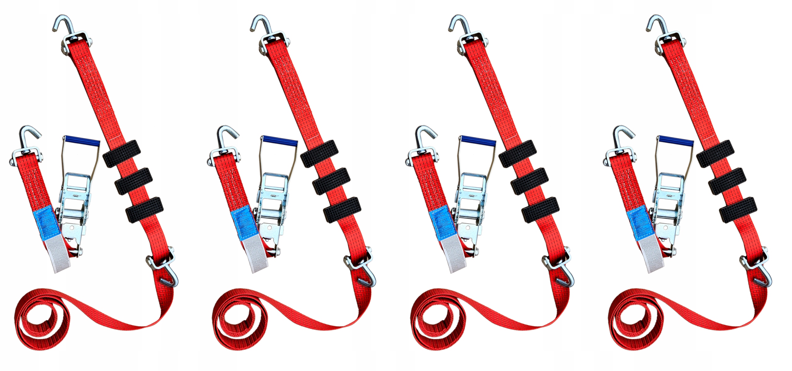 Set 4x Přepravní pásy pro odtahový vůz Otočné háky Autopřepravník s kostkou 3 m 50 mm