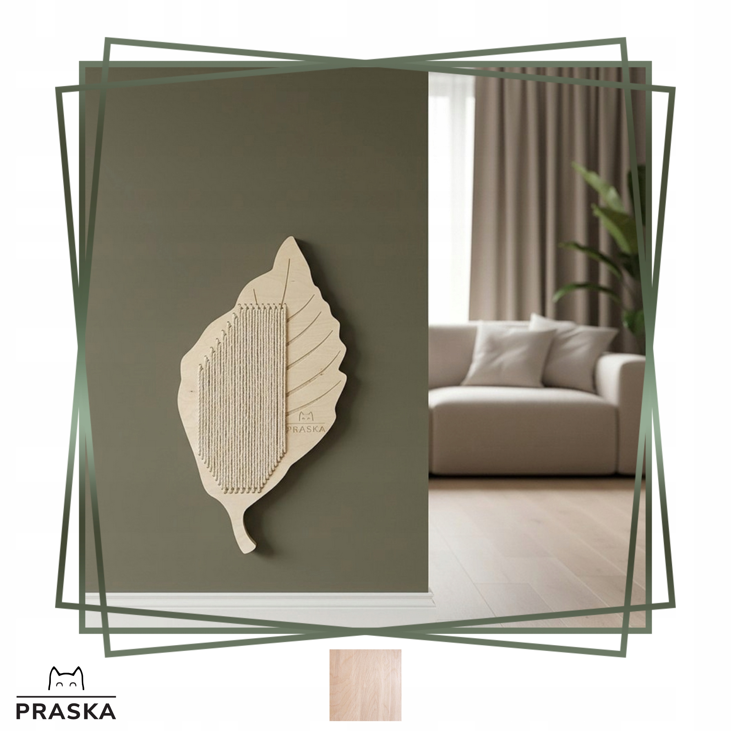 Levně Praska Nástěnný škrabák List pro kočky polská výroba Natural