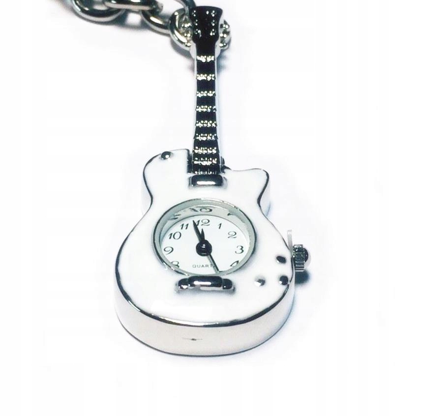 Brelok biała gitara elektryczna LP z zegarkiem Marka Zebra