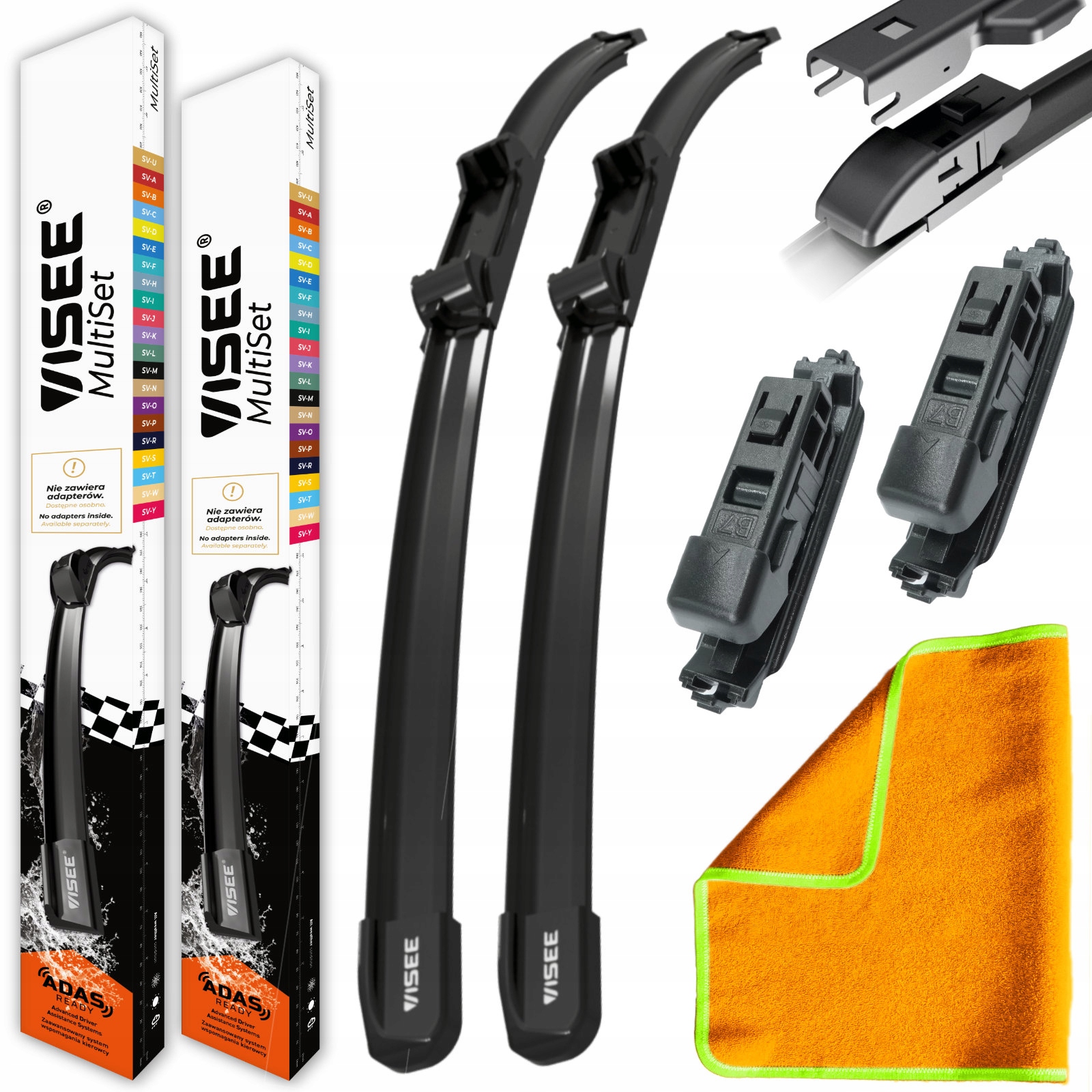 Wycieraczki płaskie Pióra Zestaw Przód Visee 700 400 mm 70 40 cm