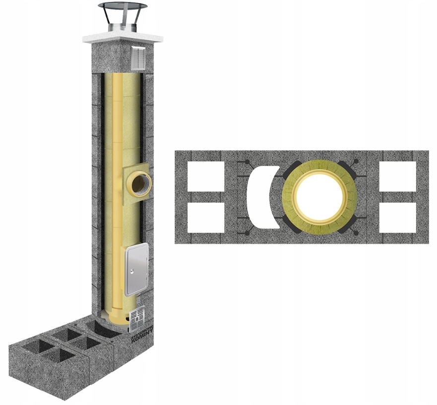 Keramický komínový systém KW+W2+W2 fi 160 13 m, zateplený izolovaný set