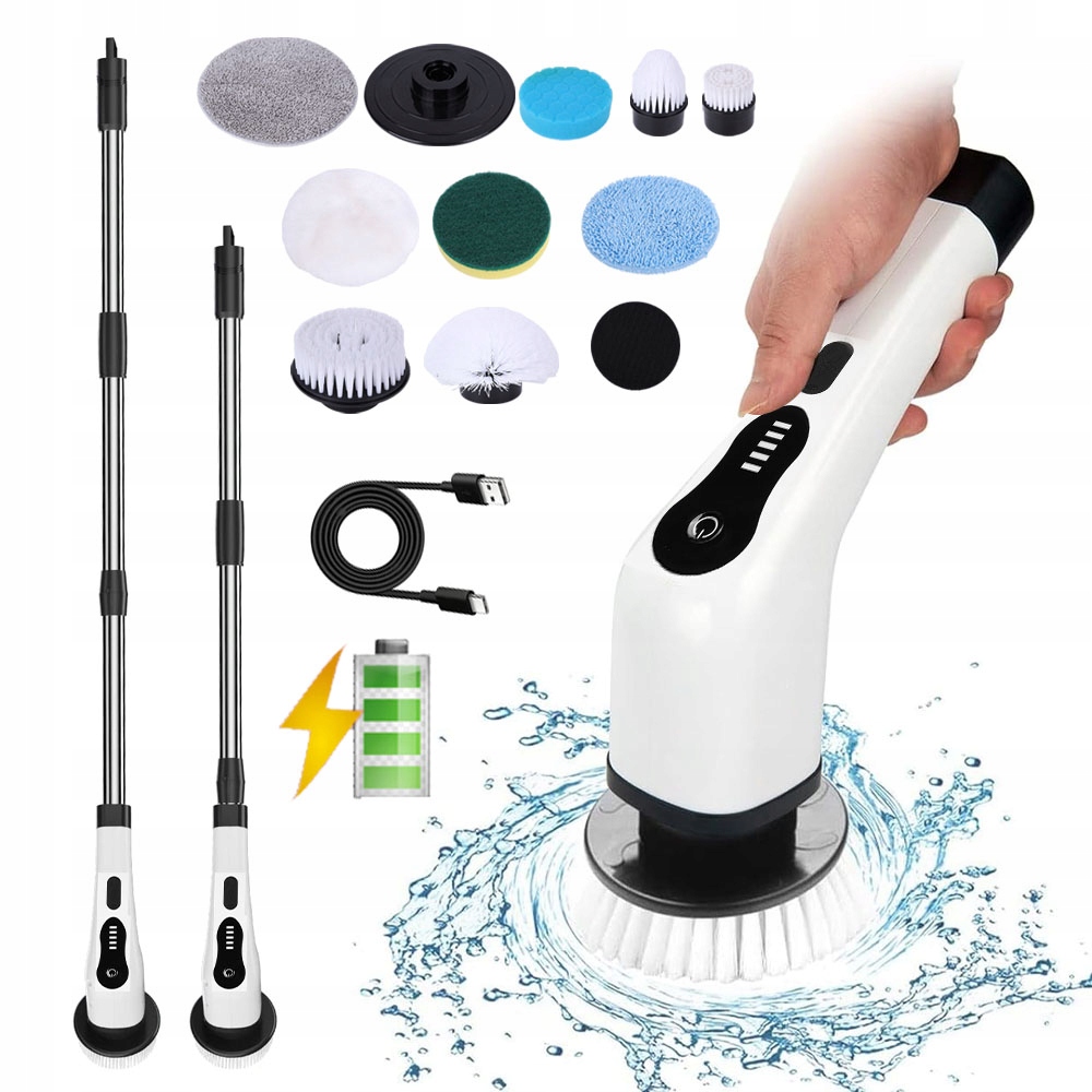 Levně Rotační Mop Elektrický Čisticí Kartáč Silný 9V1 Akku Usb 25W