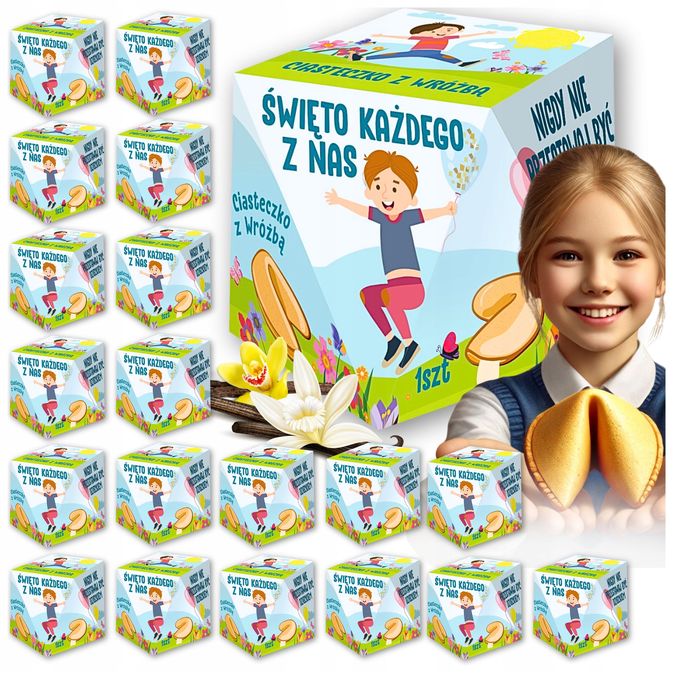 Ciasteczko z Wróżbą Uczniów Dzieci Wakacyjne Szkolne Dzień Dziecka 20 szt