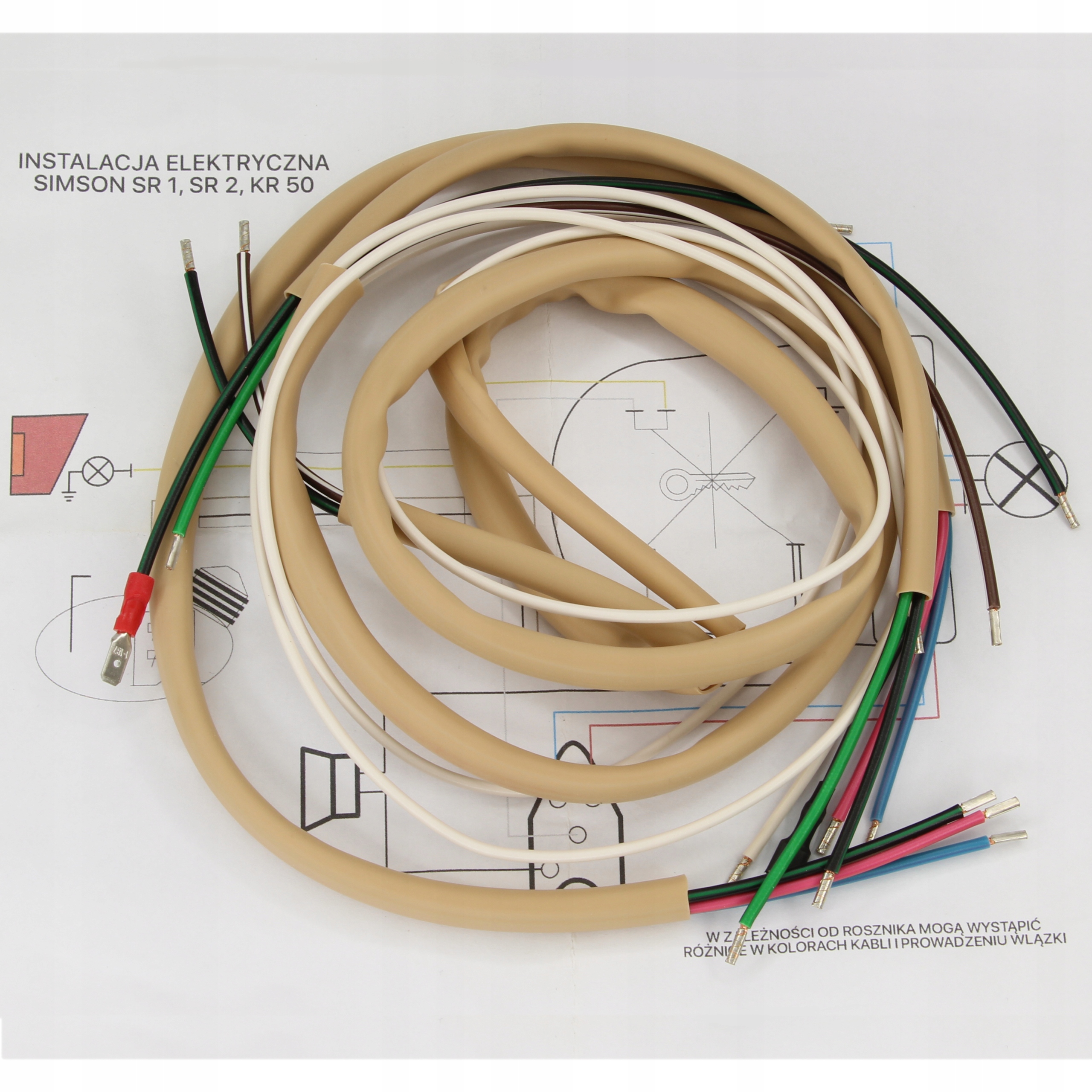Instalacja Elektryczna Wiązka Beżowa Kremowa Schemat Simson SR1 SR2 KR50