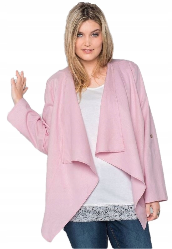 

Sheego Różowy Lniany Blezer 46