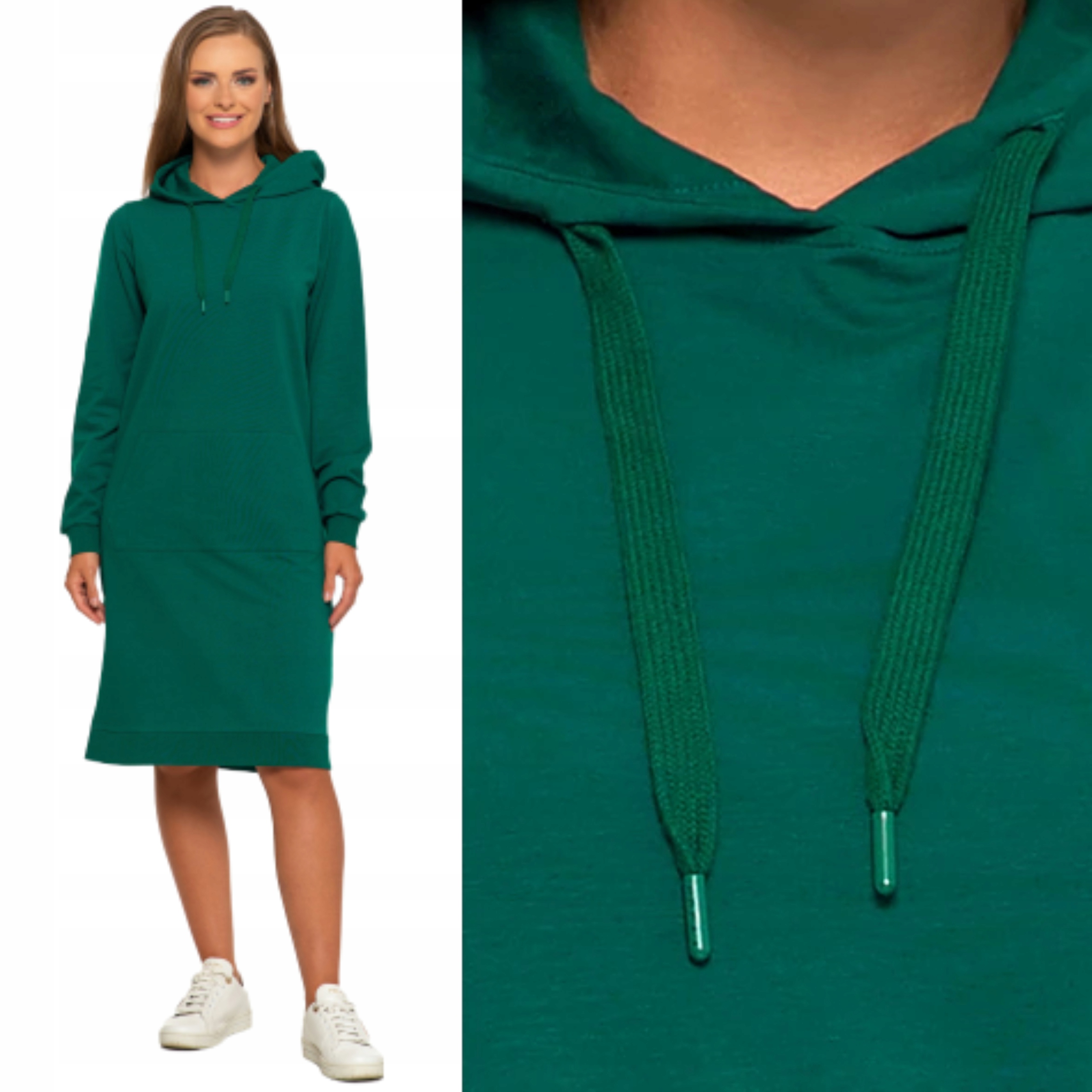 Sukienka Damska Dresowa z Kieszeniami Elastyczna Modna Moraj L