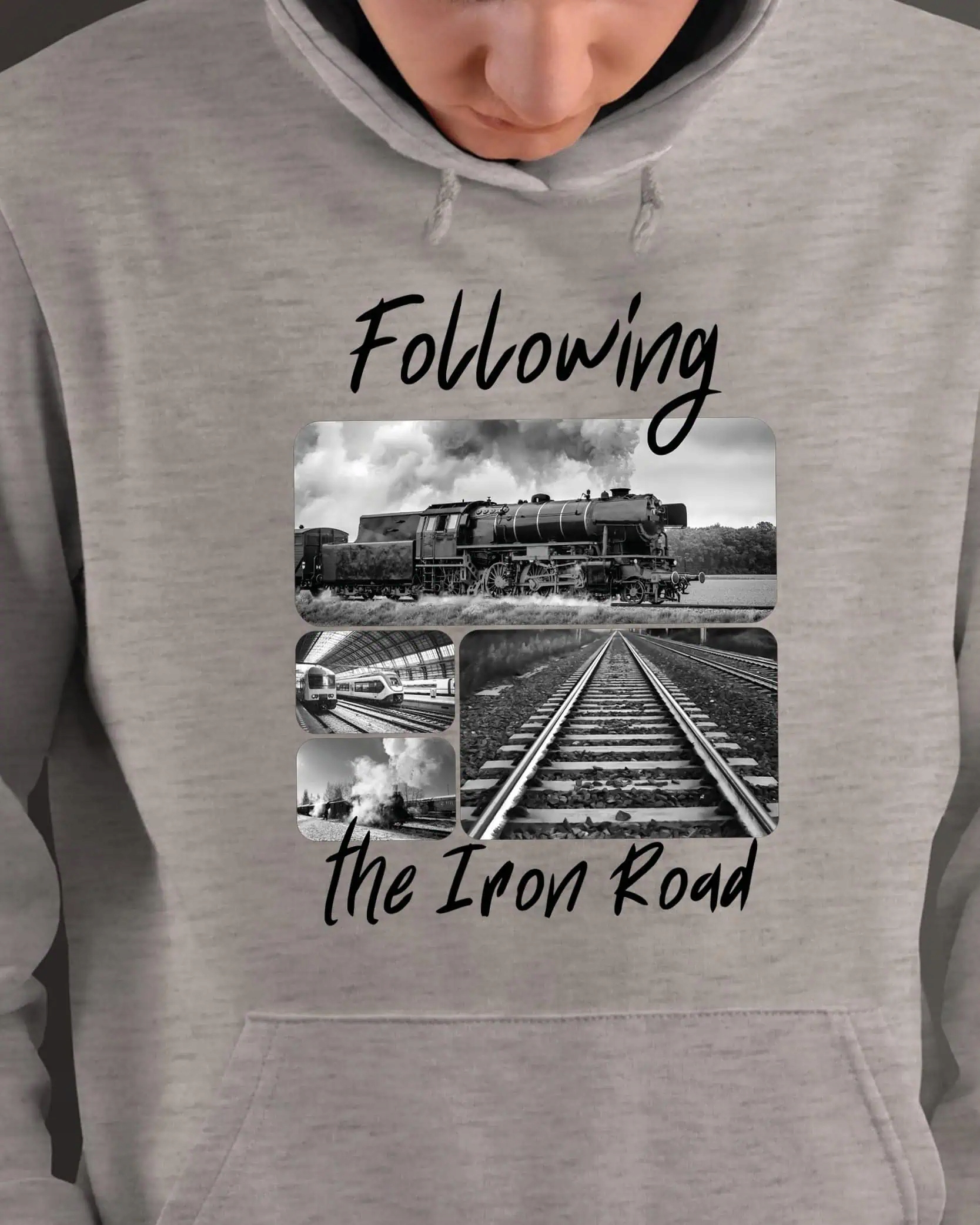 Mikina s kapucí Dárek pro strojvedoucího Umělecký cyklista Šedá XL