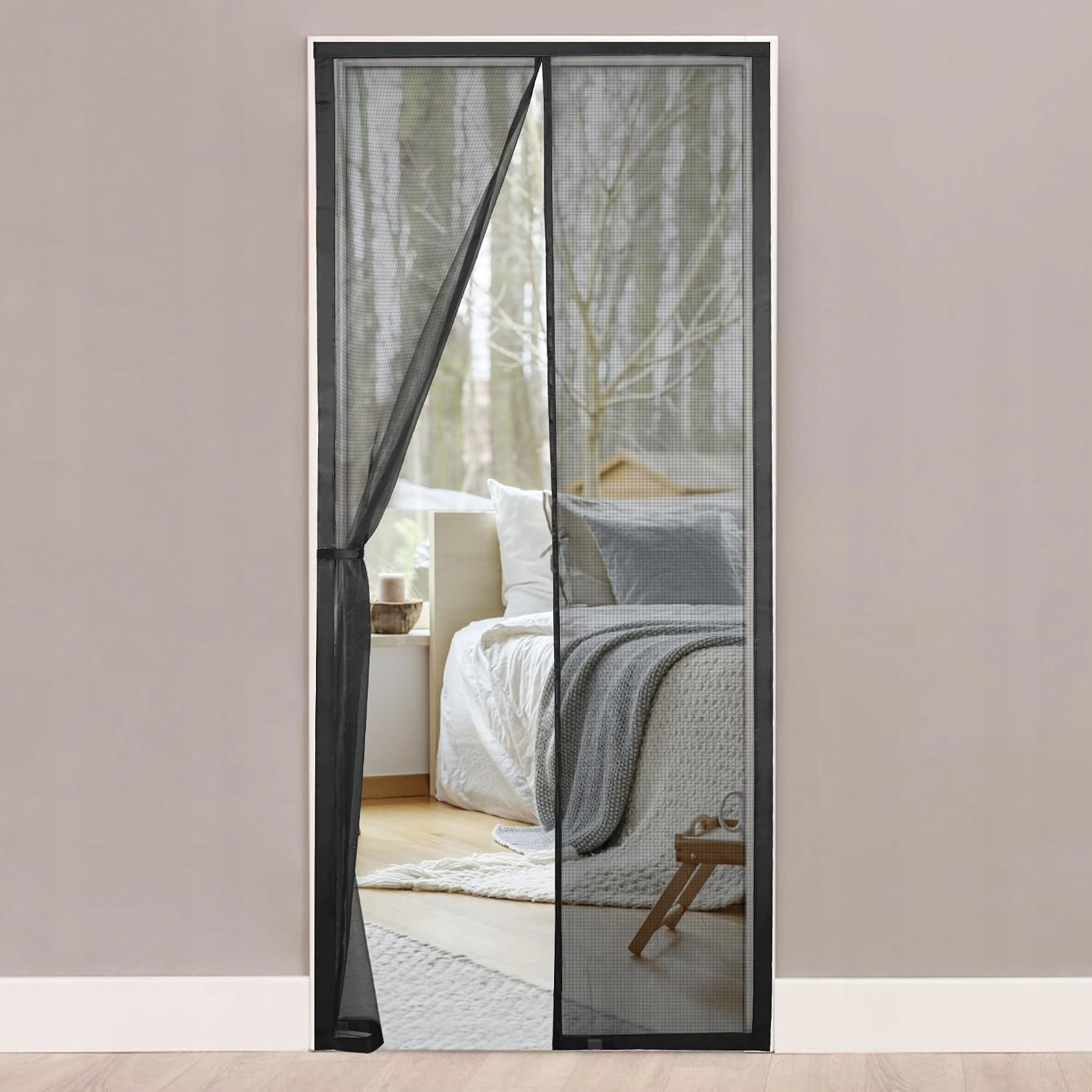 Moskytiéra 90x205 cm černá na dveře, síťka proti hmyzu