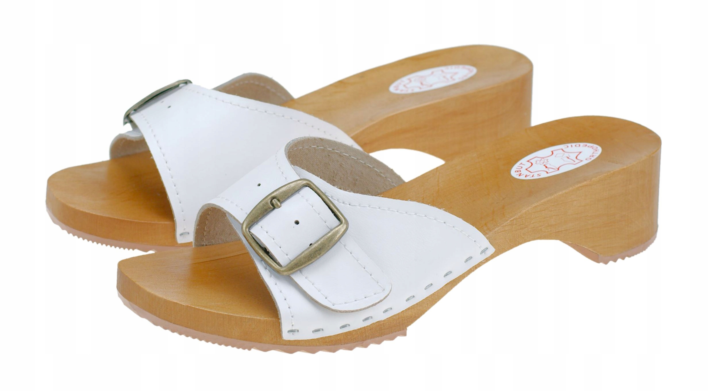 

Drewniaki z regulowanym paskiem, Białe 41