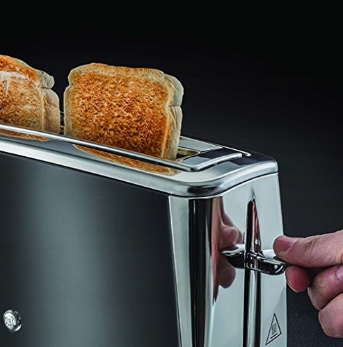 RUSSELL HOBBS Toster Długi Na 2 Kromki Szeroki Slot Stal Nierdzewna Szary — miniatura 3