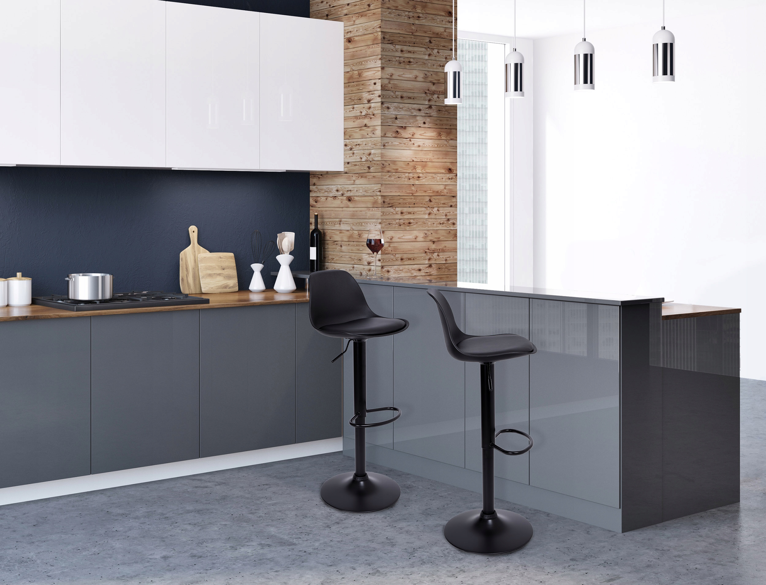 HOKER STOŁEK BAROWY KRZESŁO OBROTOWE PODNÓŻEK REGULACJA WYOSKOŚCI EKOSKÓRA Szerokość siedziska 38 cm