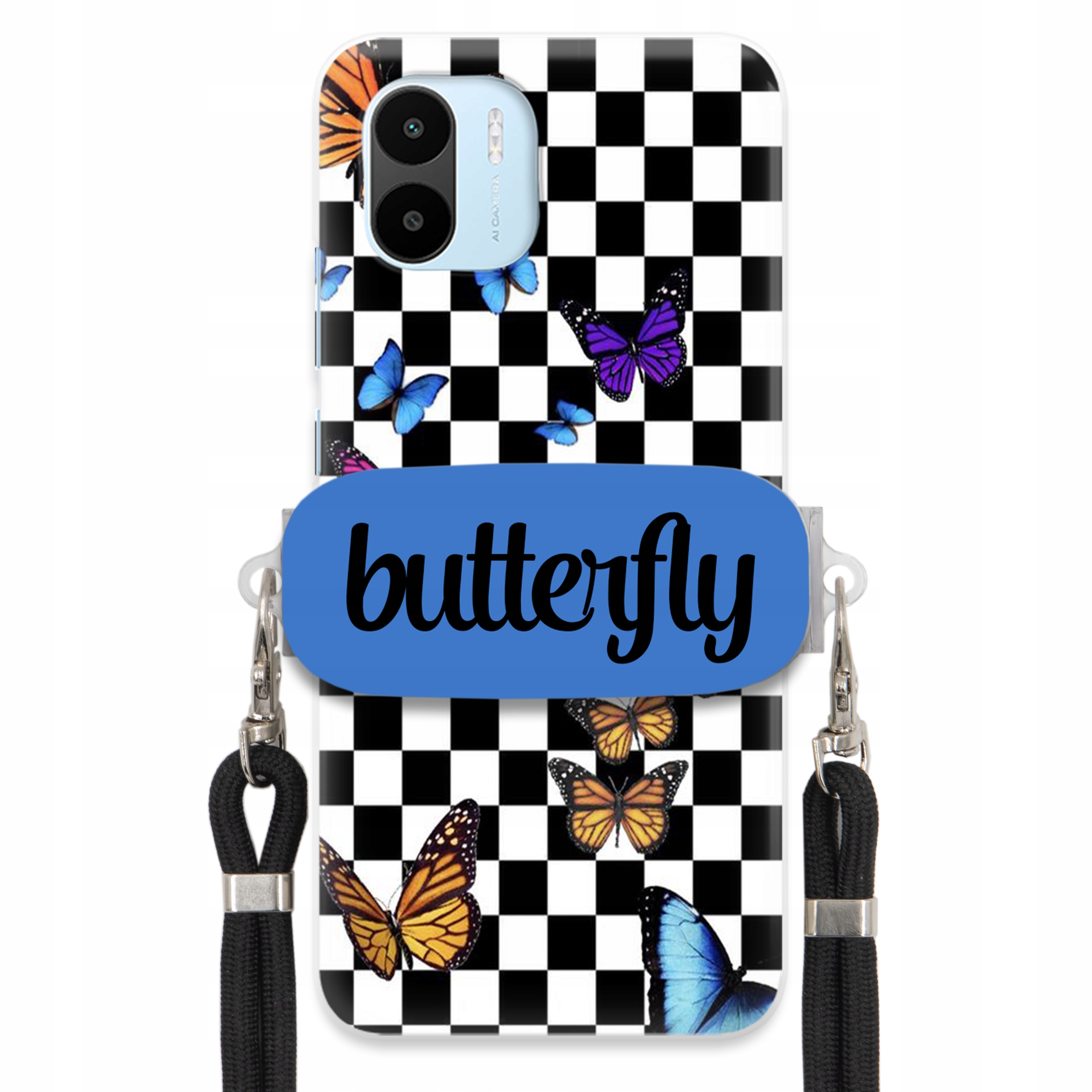 Puzdro Pre Xiaomi Redmi A1 Case Obdĺžnikový Držiak Vodítko Butterfly Motýle