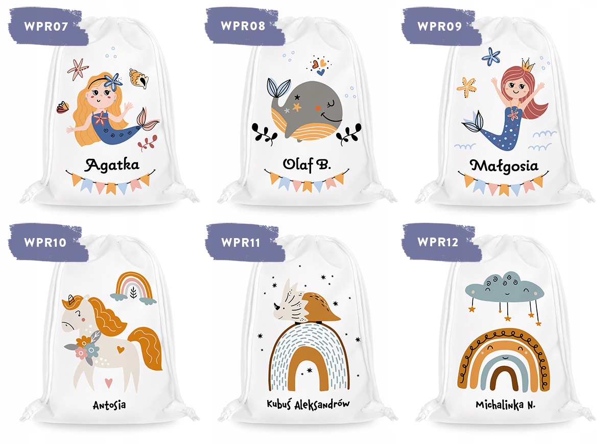 WOREK NA BUTY DO PRZEDSZKOLA ŻŁOBKA SZKOŁY PERSONALIZOWANY MODNE WZORY IMIĘ Marka inna