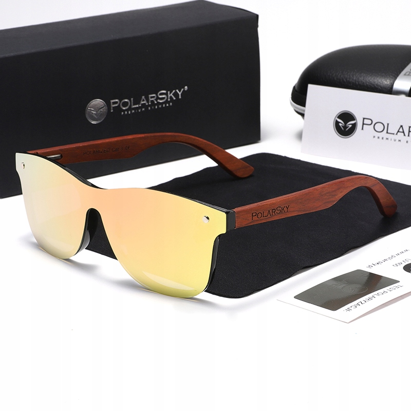 Brýle S Polarizací UV400 dřevěné Polarsky růžové zrcadlovky