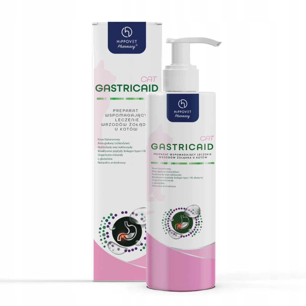 Hippovet Pharmacy GastricAid Cat wspomaga leczenie wrzodów u kotów 250ml