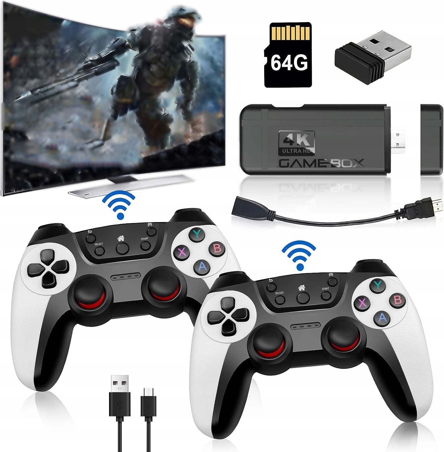 Gra 4K Bezprzewodowa Konsola Retro 2 Pady K9 30000GRY 64G